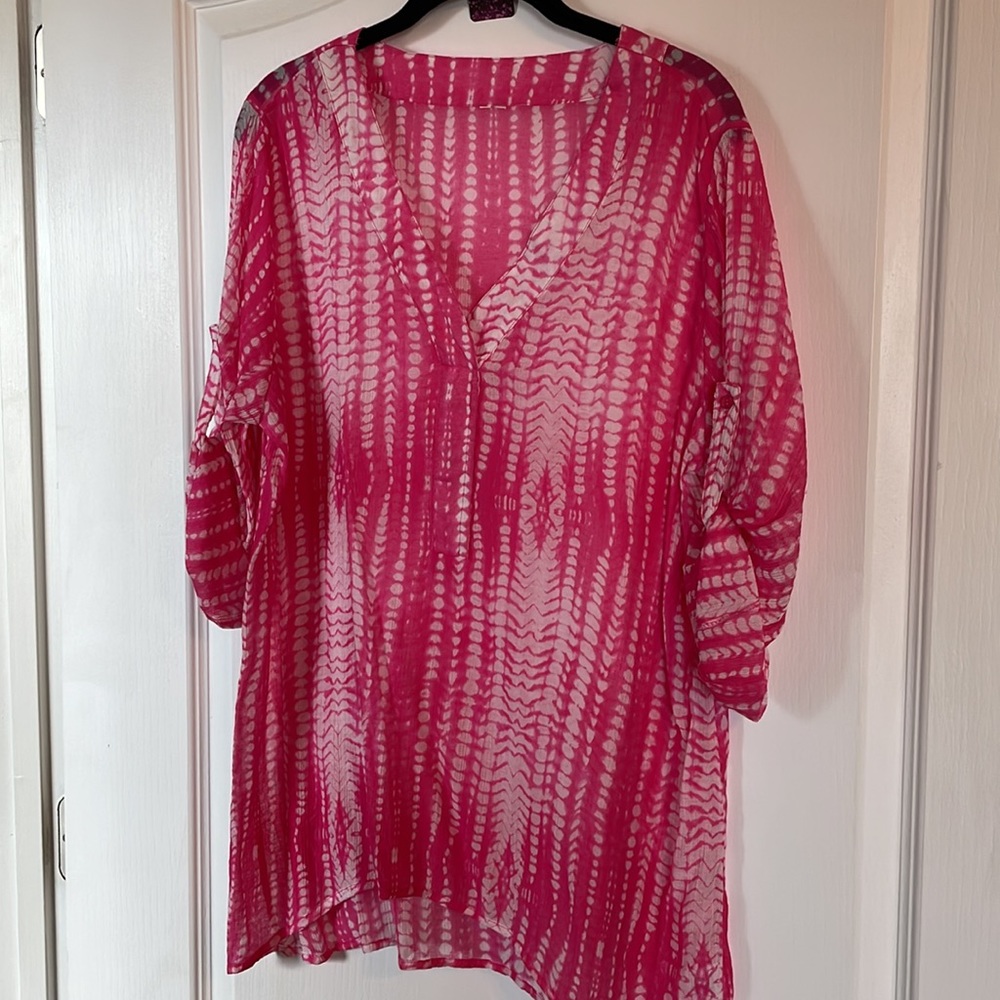 Women’s Pink Tie-Dye Tunic Top